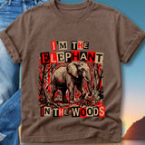 Elephant in woods graphic with text "I'M THE ELEPHANT IN THE WOODS".