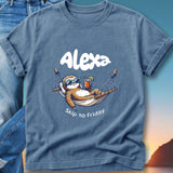 Sloth in hammock with sunglasses and drink, "Alexa Skip to Friday" text.
