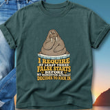 T-shirt with walrus and text about momentum.